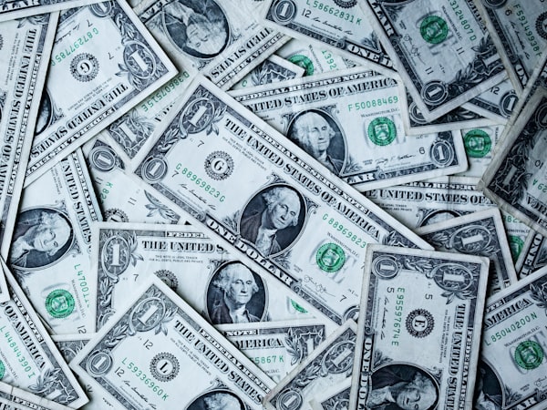 US dollar banknotes spread out